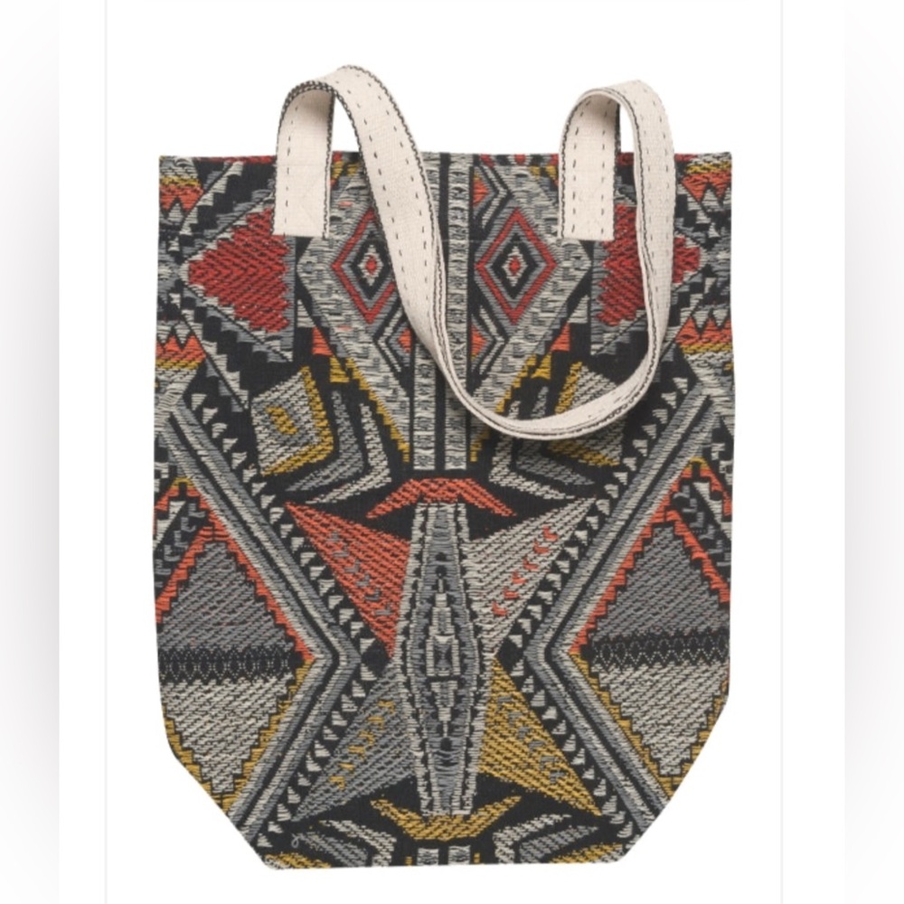 Danica Studio tapestry shopping tote bag purse gray yellow orange boho bohemian